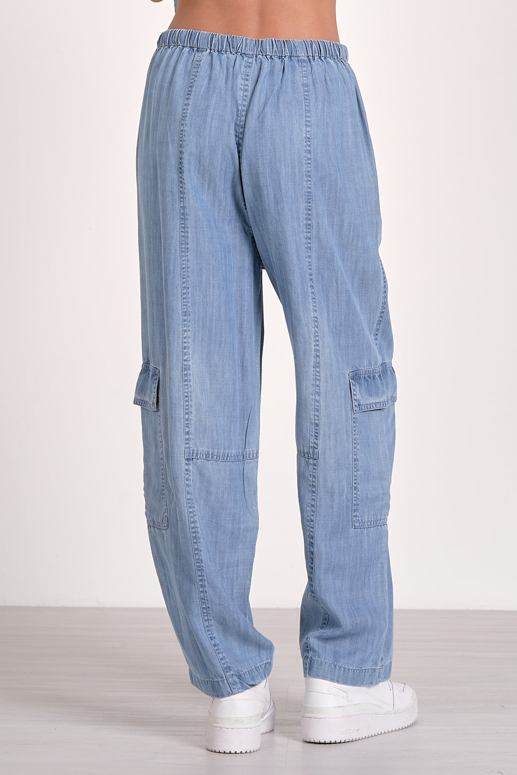 Elan Elastic Waist Band Cargo Denim Pants