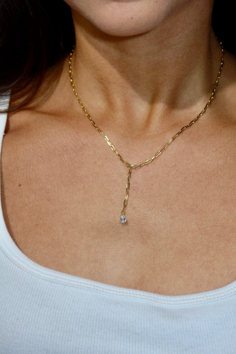 Link Chain Sterling Tear Drop Necklace