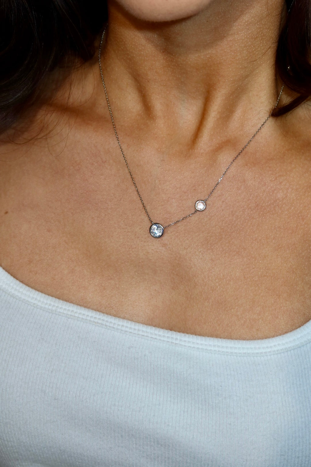 Sterling Double Circle Pendant Necklace