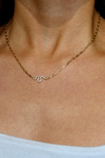 Gold Link Chain Snake Pendant Necklace