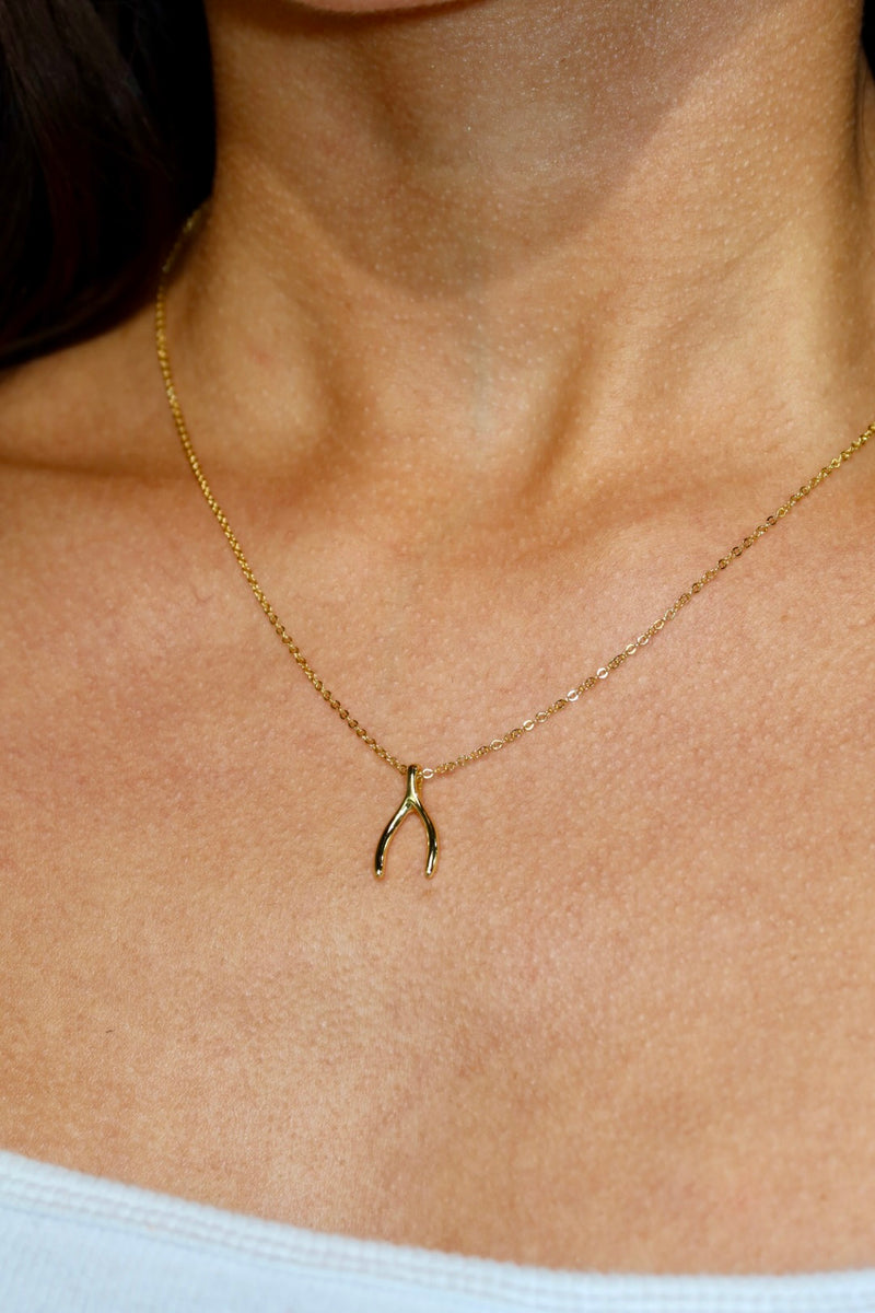 Gold Plated Wishing Bone Necklace