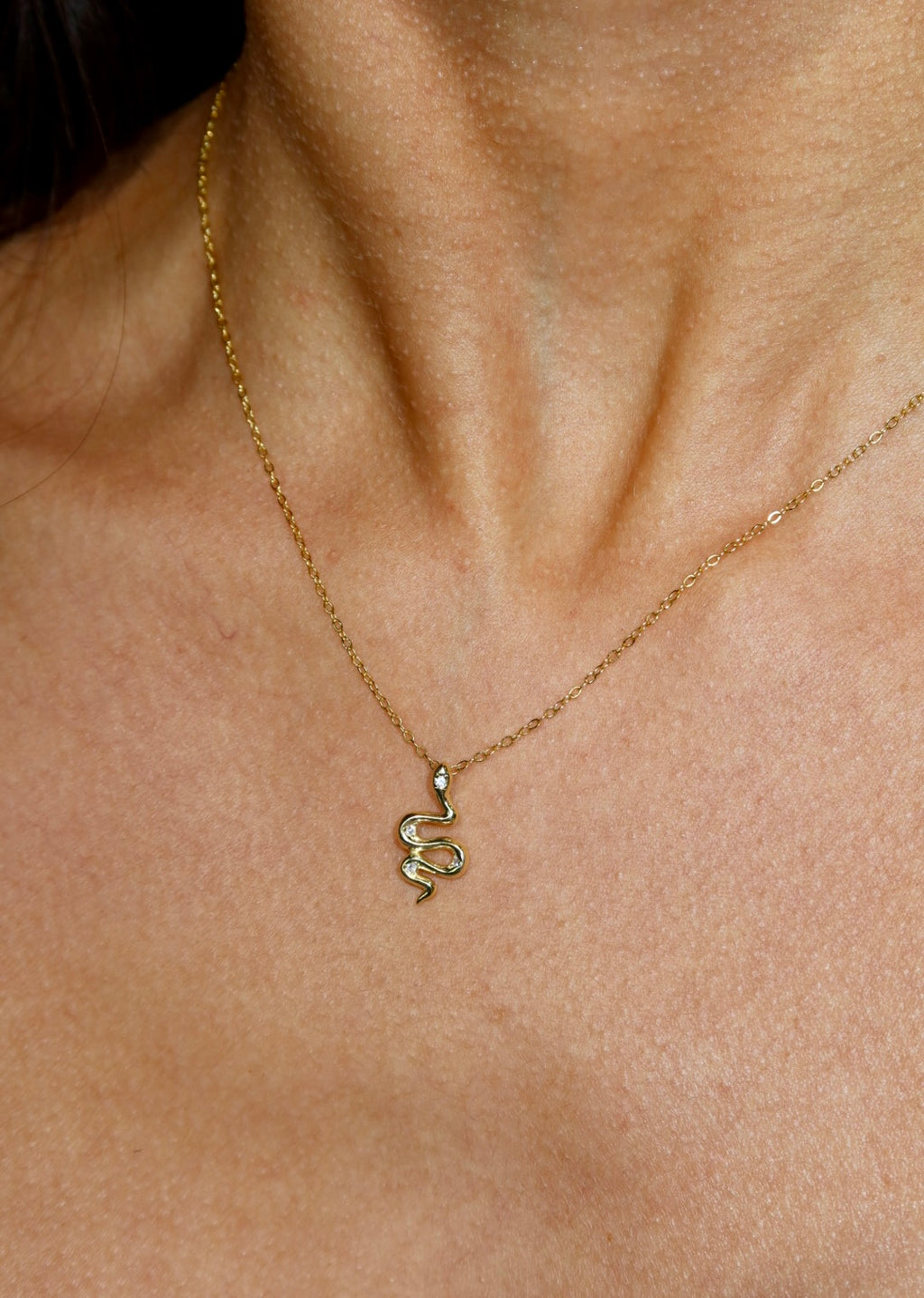 Gold Plated Snake Charm Necklace