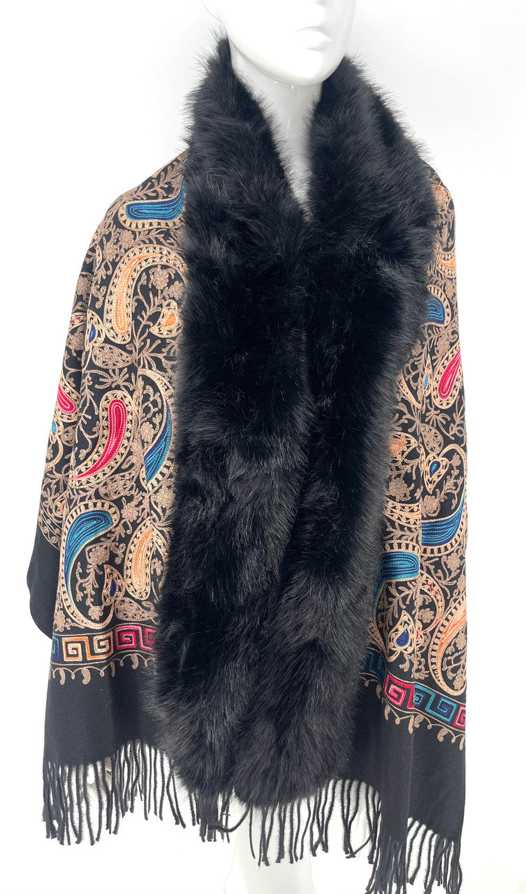 Printed Faux Fur Shawl