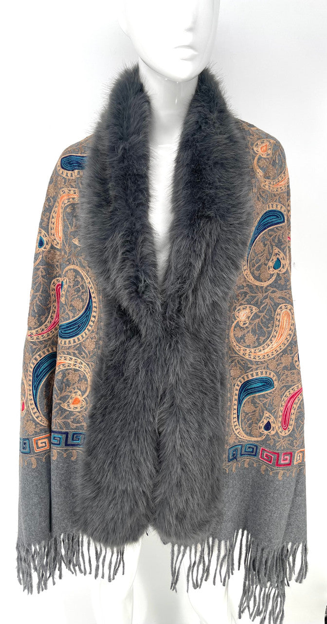 Printed Faux Fur Shawl