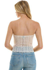 Sequin Contrast Lace Tube Top