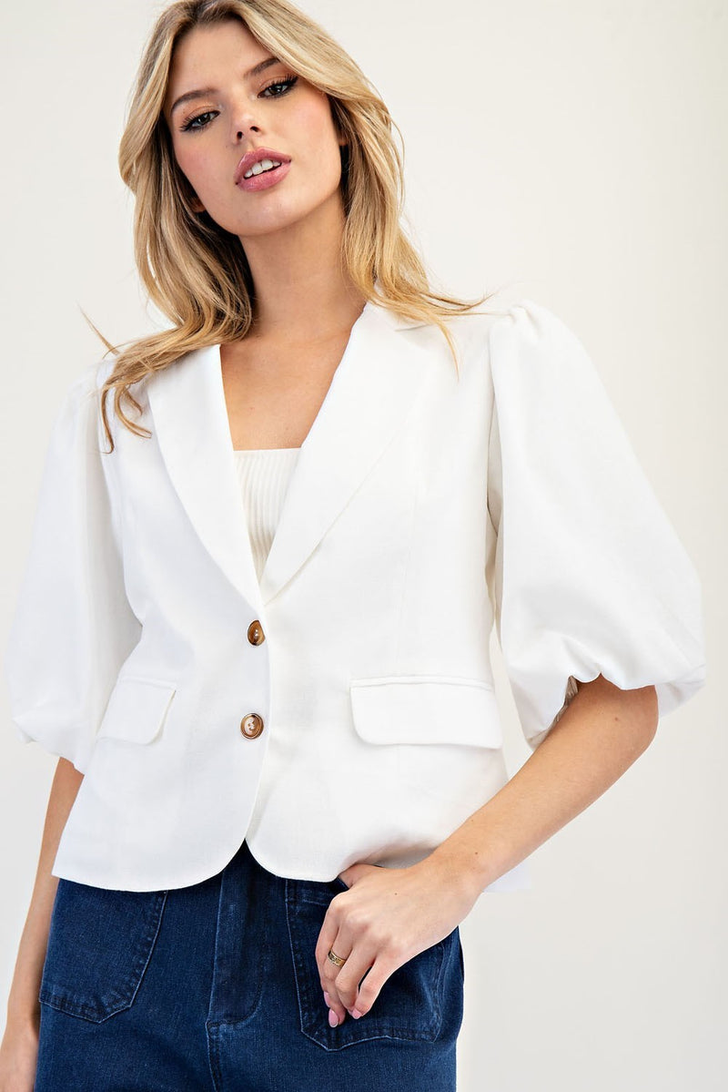 Bubble Half Sleeve Blazer Top
