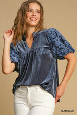 Velvet & Lace Short Sleeve Top