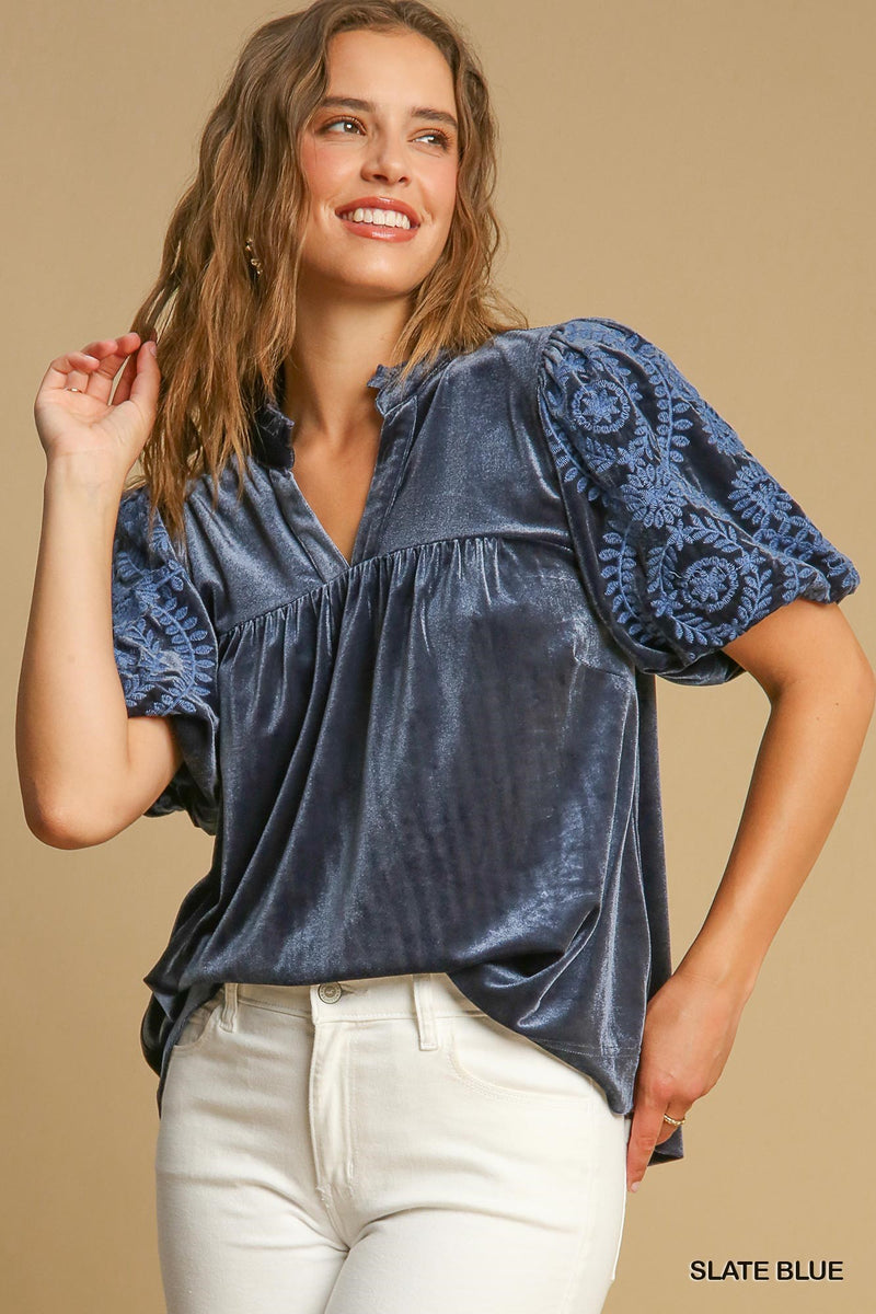 Velvet & Lace Short Sleeve Top