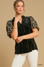 Velvet & Lace Short Sleeve Top