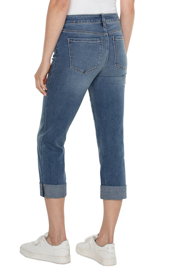 Liverpool Charlie Crop Wide Rolled Cuff Jeans
