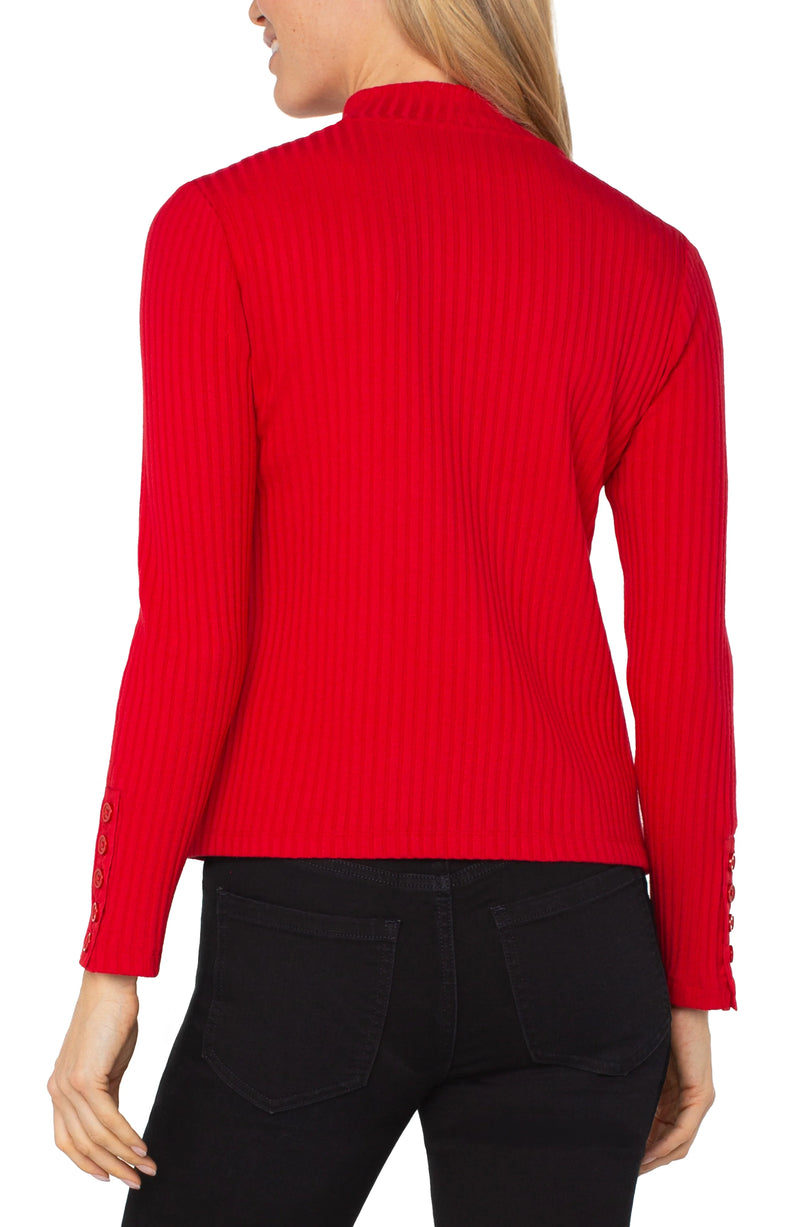 Mock Neck Knit Top - Tango Red