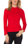 Mock Neck Knit Top - Tango Red