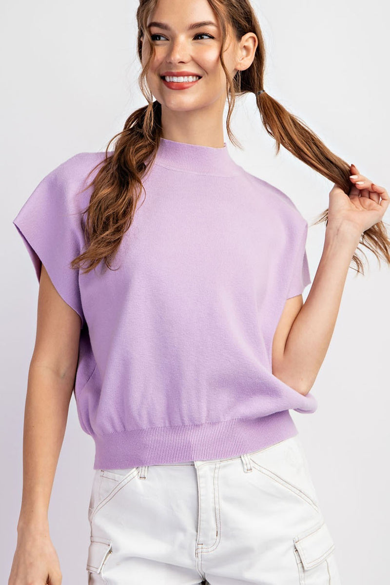 Mock Neck Short Sleeve Top
