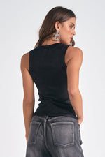 Elan Glitter Tank Top - Black