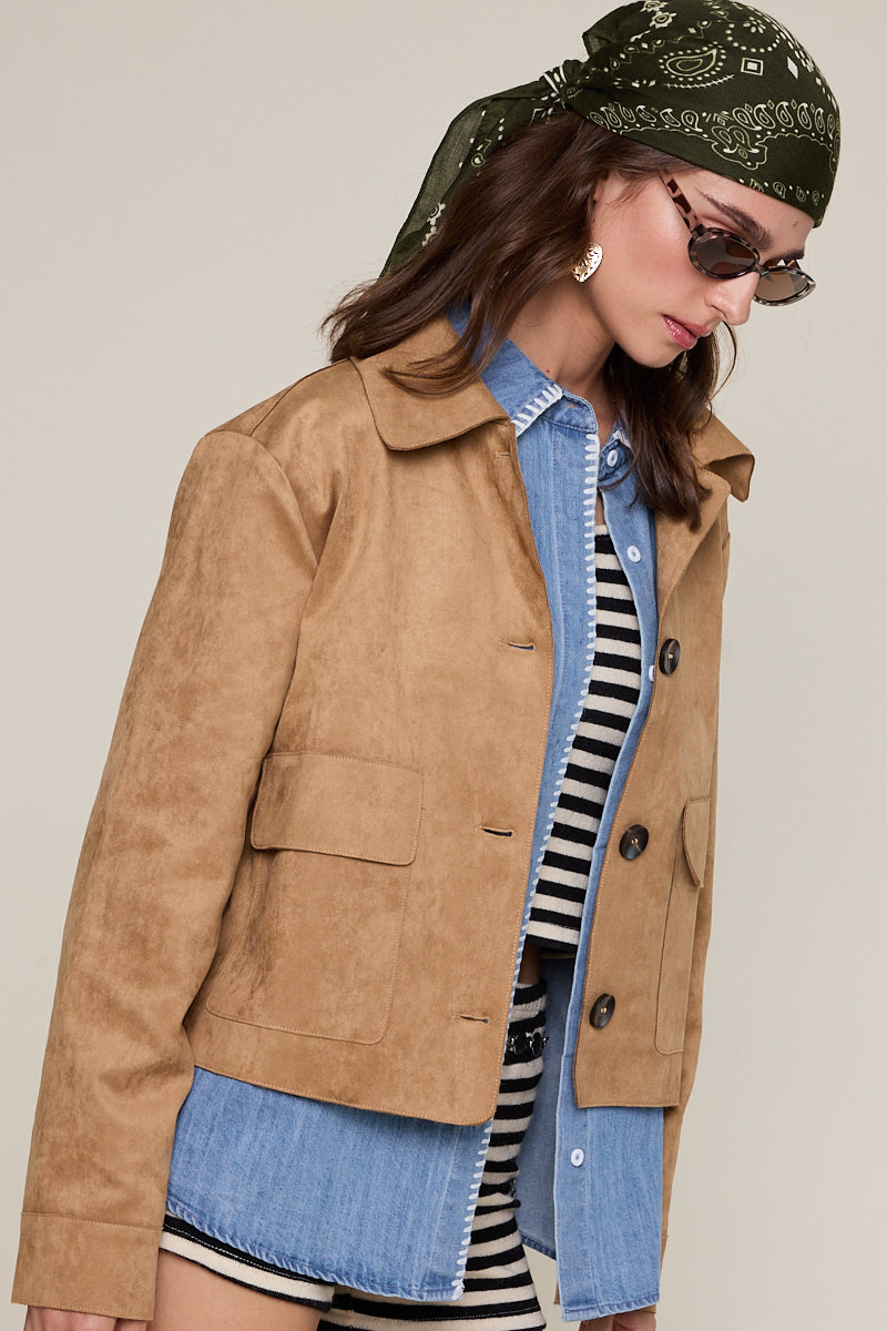 Luxe Suede Collared Jacket