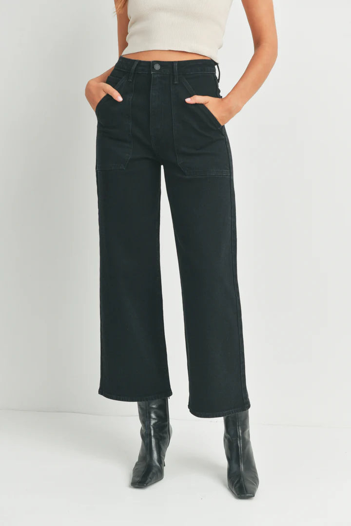 Just Black High Rise Cargo Pocket Wide Leg