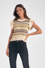 Crew Neck Sweater w/ Cap Sleeve