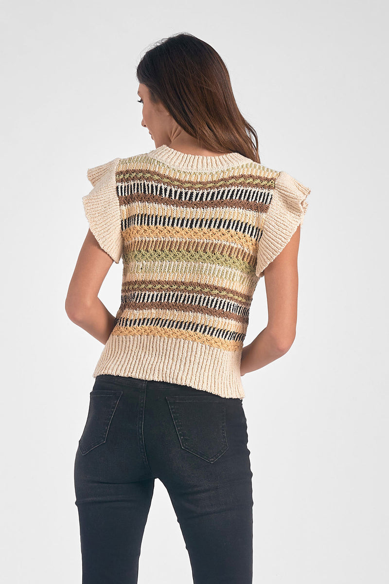 Crew Neck Sweater w/ Cap Sleeve