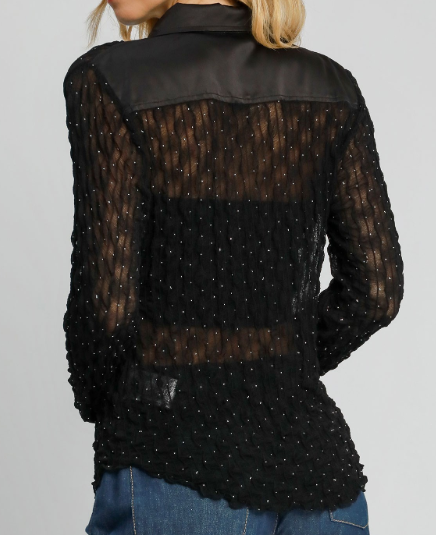 Fitted Lace Shirt w/ Lace Detail