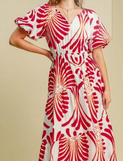 Abstract Print Midi Dress