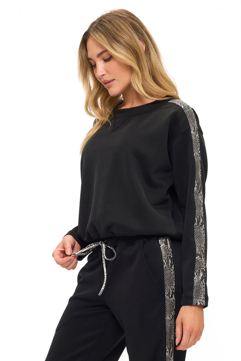 Straight Leg Scuba Pants with Snakeskin Side Detail