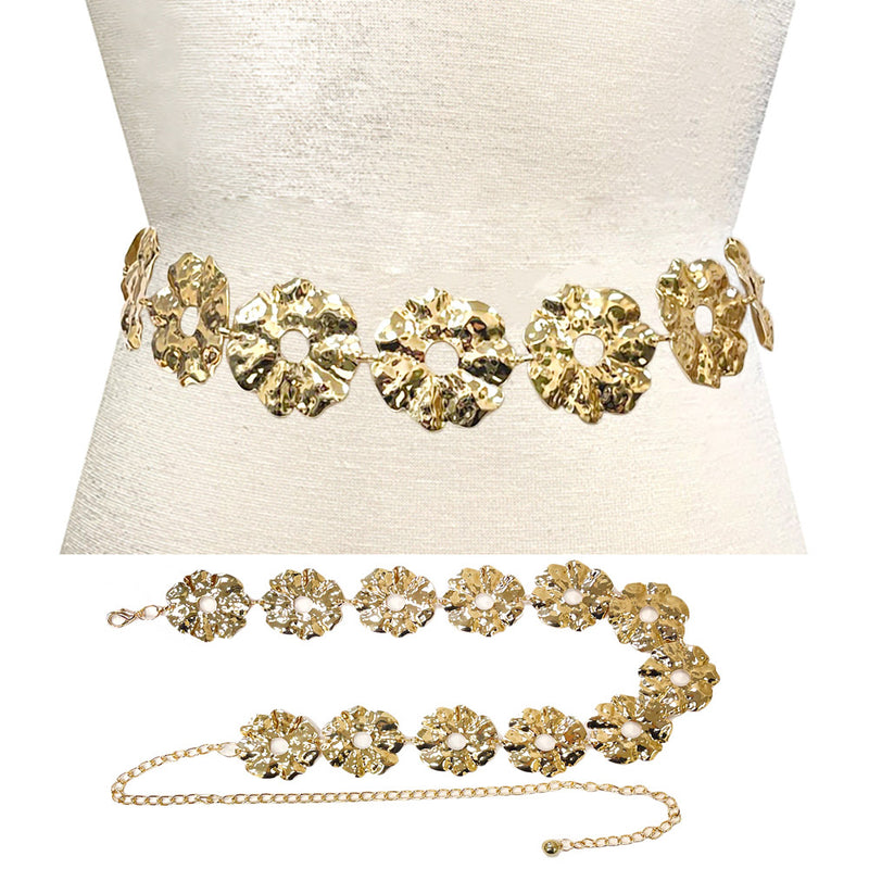 Hammered Metal Flower Link Belt