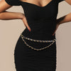 Double Layered Draped Faux Leather Chain Belt