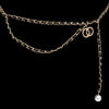 Pearl Tip Double Ring Charm Pointed Draped Faux Leather Chain Belt