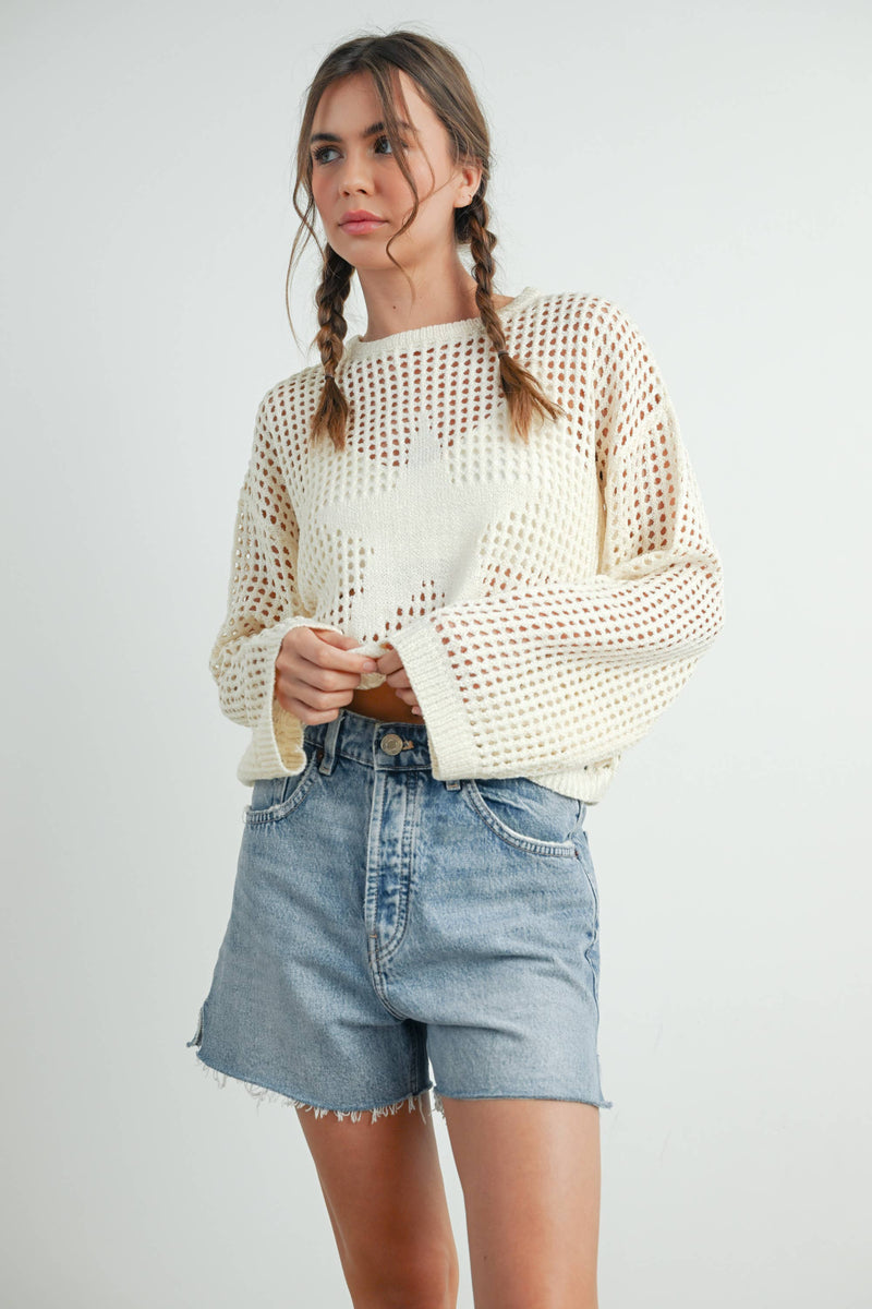 Crew Neck Crochet Sweater