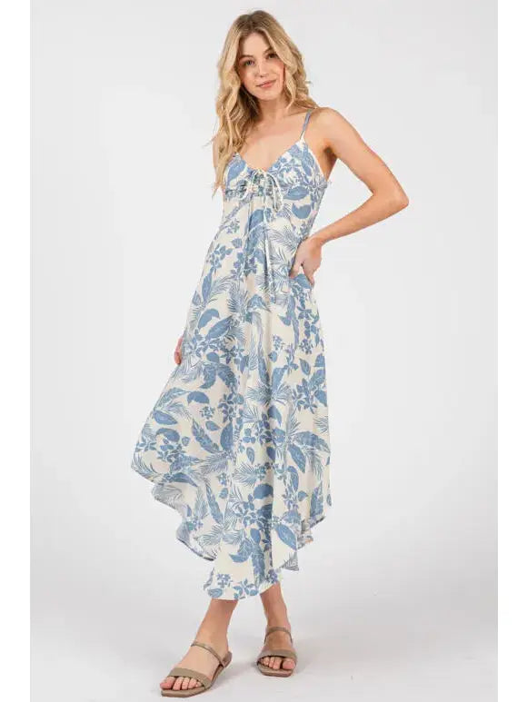 Chest Ruched Round Hemming Midi Dress