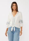 Boho Embroidered Cotton Gauze Tie Top