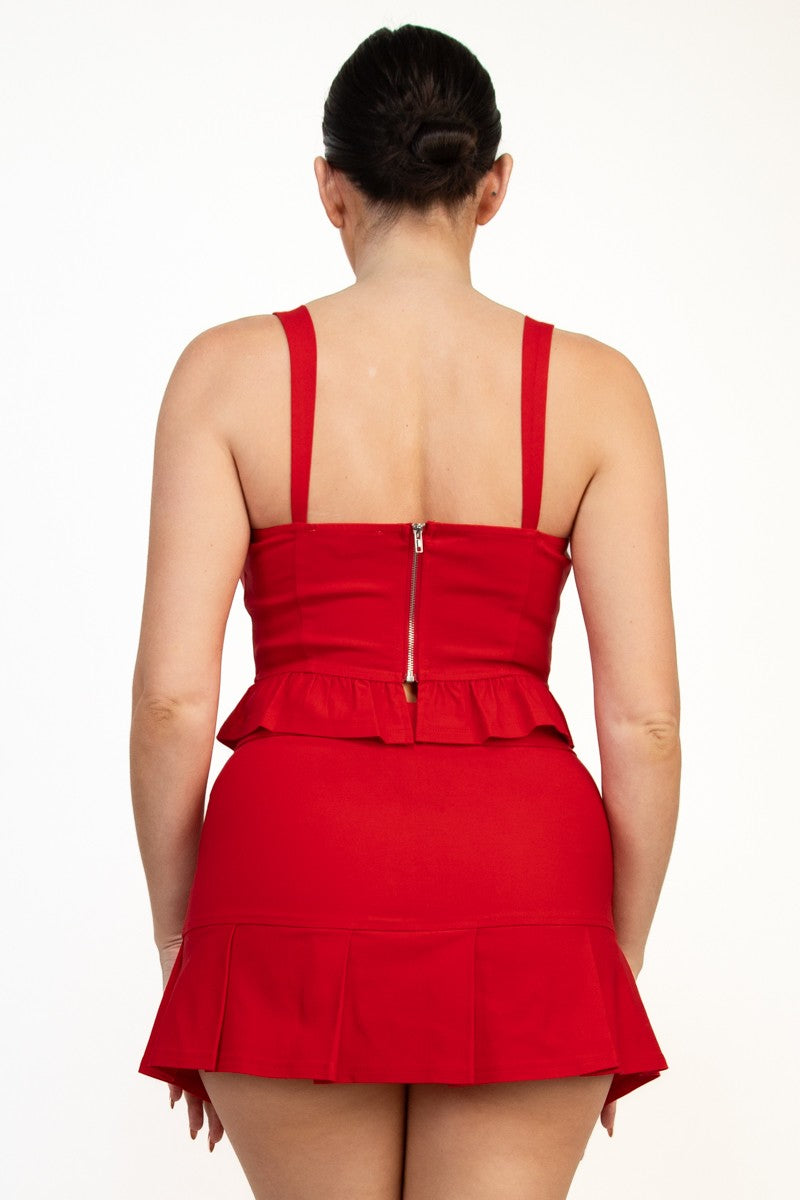 Ruffled Boned Corset Crop Top