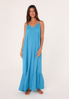 Rayon Gauze Sleeveless V-Neck Maxi Dress - Turquoise
