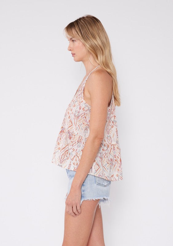 Ikat V-Neck Peplum Tank Top