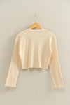 Waffle Long Sleeve Buttoned Crop Top