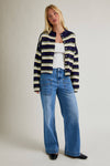 Navy & Yellow Striped Cardigan