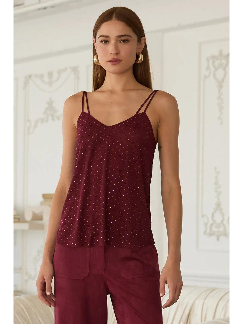 Hot Fix on Mesh Double Strap Cami Top