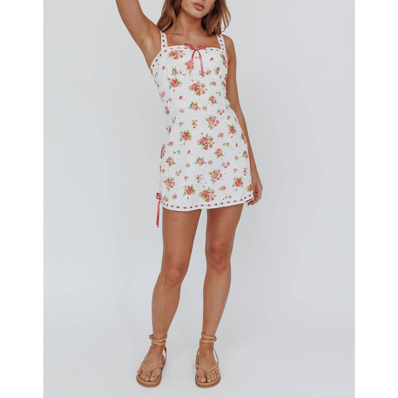 Floral Print Bow Detail Mini Dress
