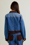 Suede Contrast Detail Denim Jacket