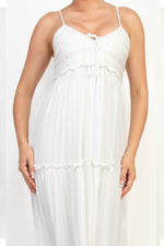 Crocheted Front Tie Tiered Maxi Dress