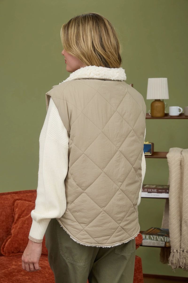 Quilted Zip Up Fleece Lined Puffer Vest