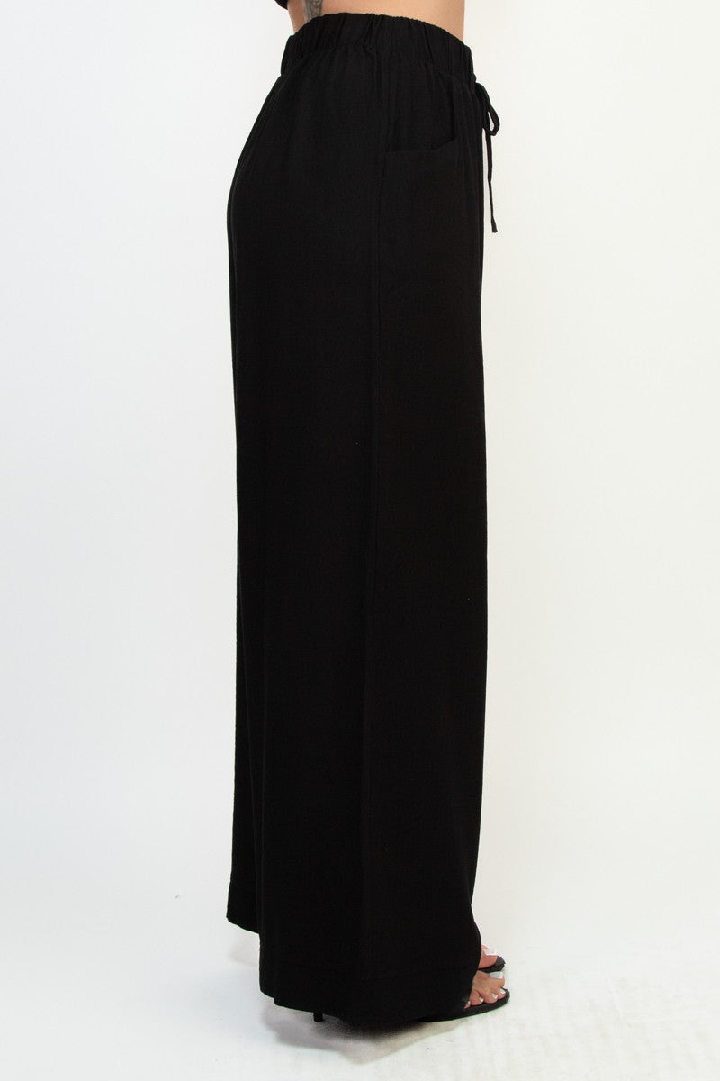 Drawstring Wide Leg Pants