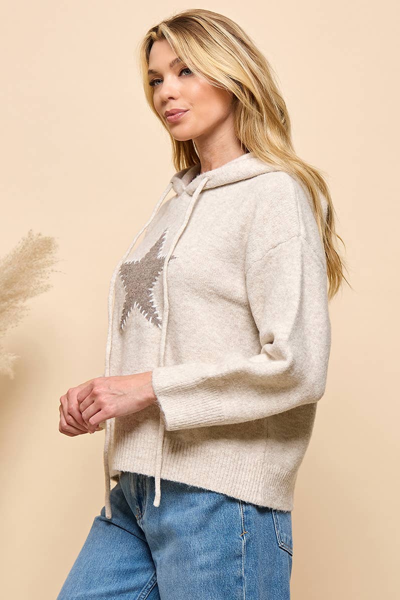 Star Stitched Hoodie Sweater