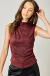 Sleeveless Shimmering Mock Neck Top