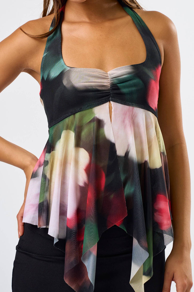 Mesh Halter Neck Top