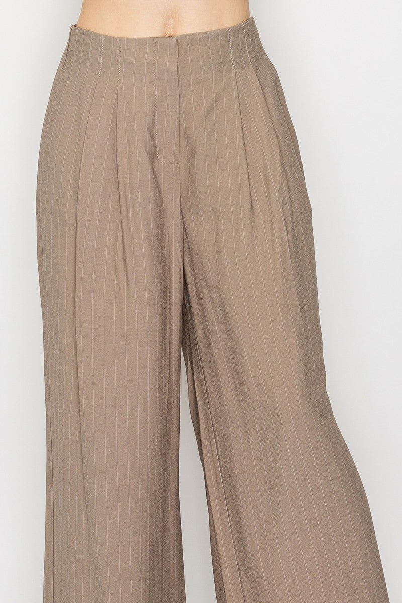 Pintuck Pleated Wide Leg Pants