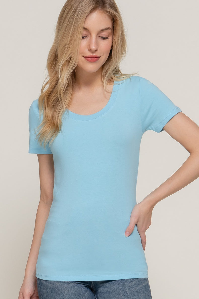 Short Sleeve Scoop Neck Top