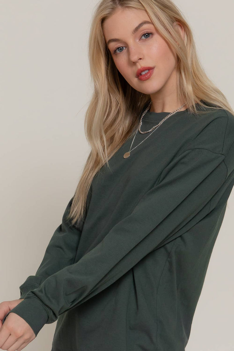 Long Sleeve Round Neck Cotton Tee