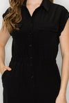 Button Down Wide Leg Jumpsuit