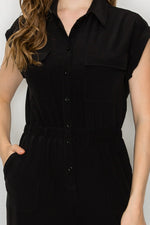 Button Down Wide Leg Jumpsuit